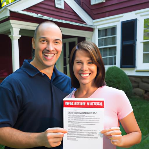 A smiling couple poses in front of their rented home, emphasizing the importance of renters insurance in New Jersey.