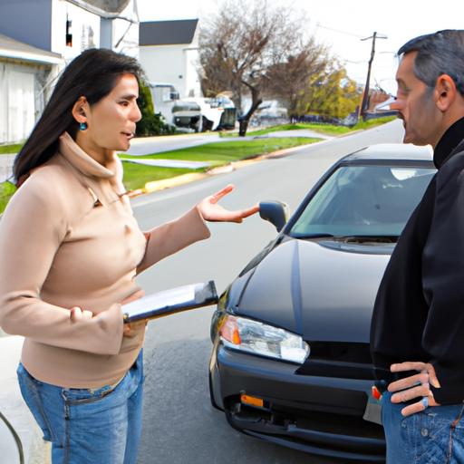 A driver discussing a hit and run claim with a Progressive insurance representative. Understanding the consequences on insurance rates is important.